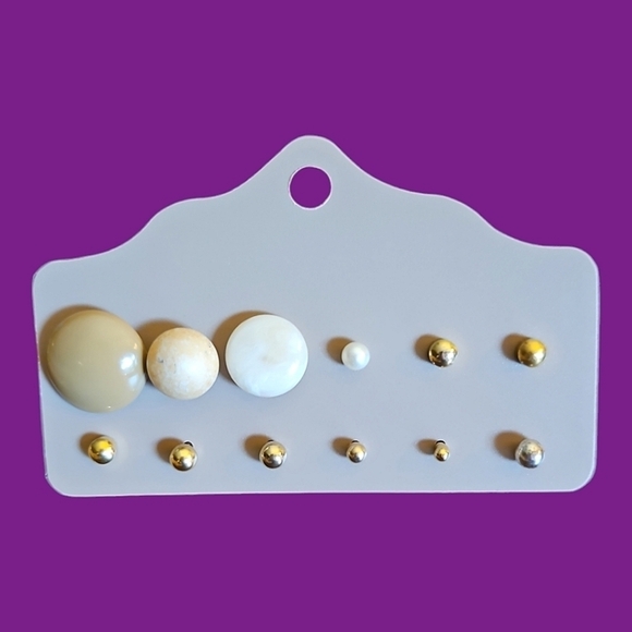 3/$20 Vintage Twelve Single Button and Ball Post Stud Earrings - Picture 1 of 3